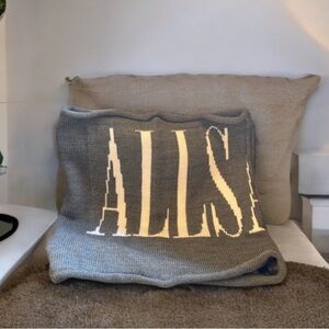 Allsaints Grey & White Knit Neck Scarf Snood